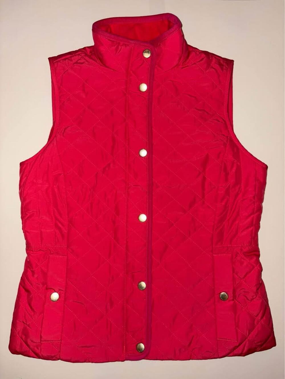 Talbots Petite Womens Vest Quilted Size P Magenta Fuchsia/ hot pink w/ Pockets